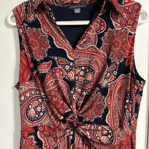 Tommy Hilfiger Red and Black Tie Front Midi Dress